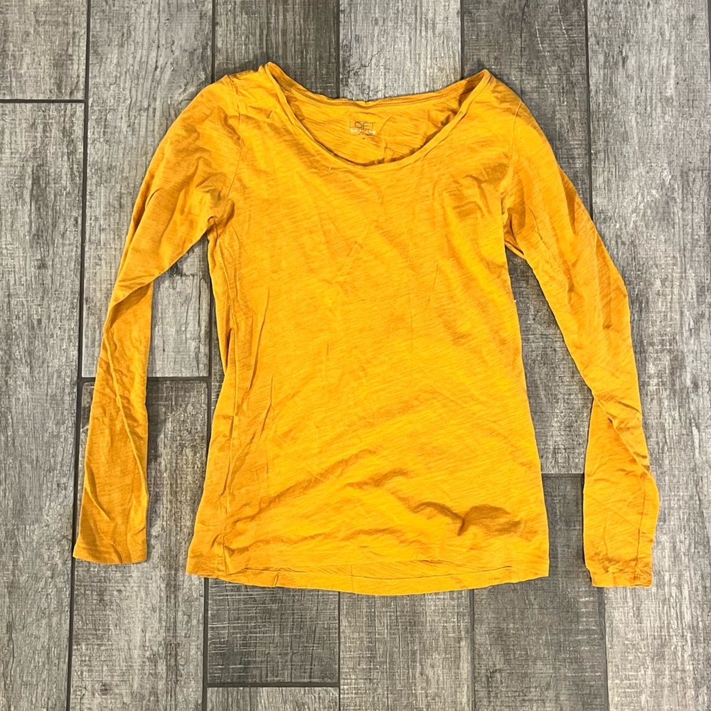 Yellow Long-Sleeved LOFT Basic Shirt